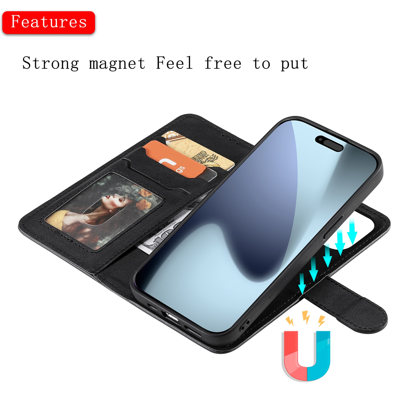 Magnetisk Wallet iPhone 17 Pro Sort