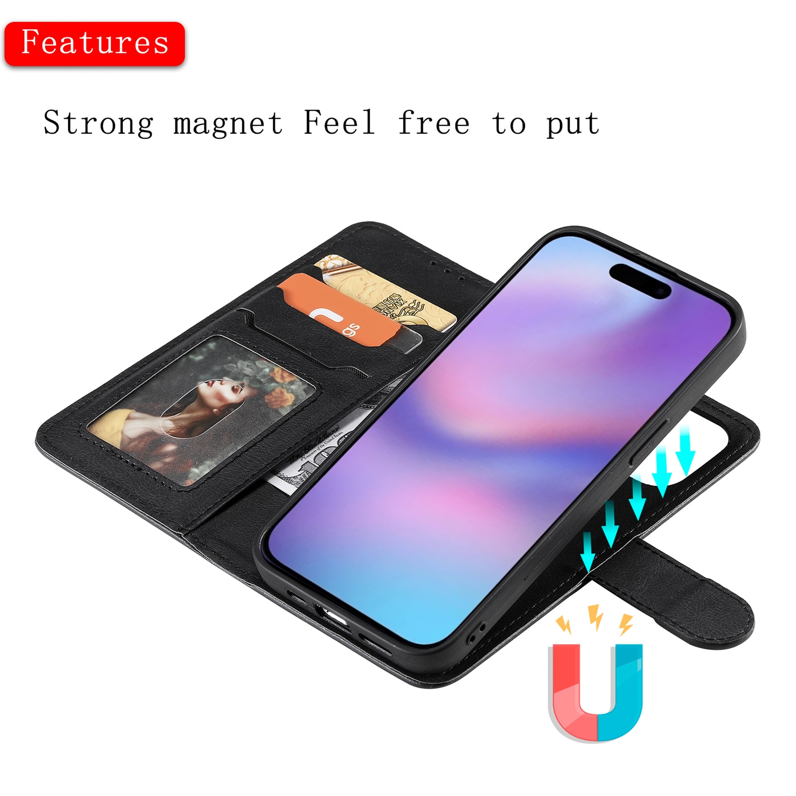 Magnetisk Wallet iPhone 17 sort