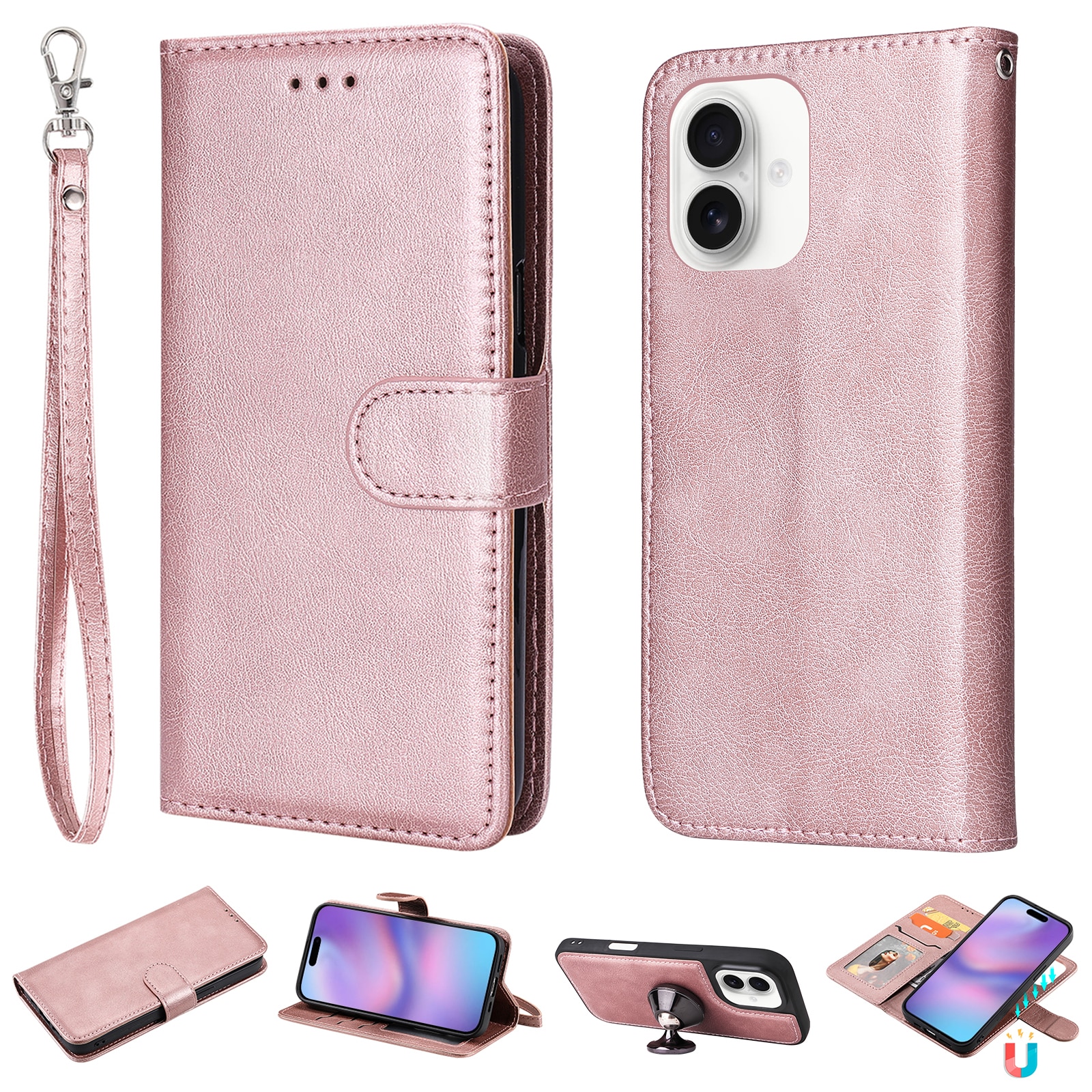 Magnetisk Wallet iPhone 17 Lyserød