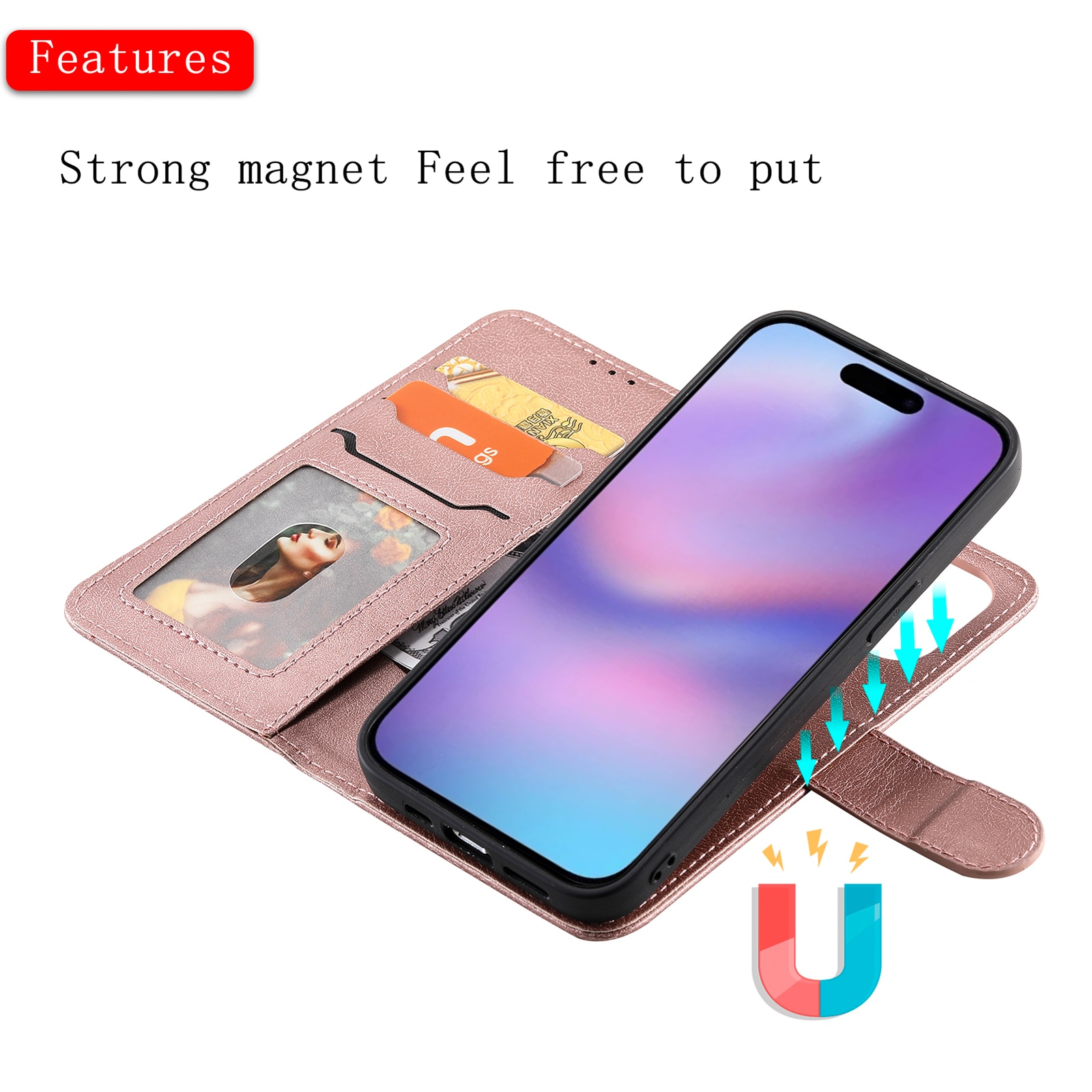 Magnetisk Wallet iPhone 17 Lyserød
