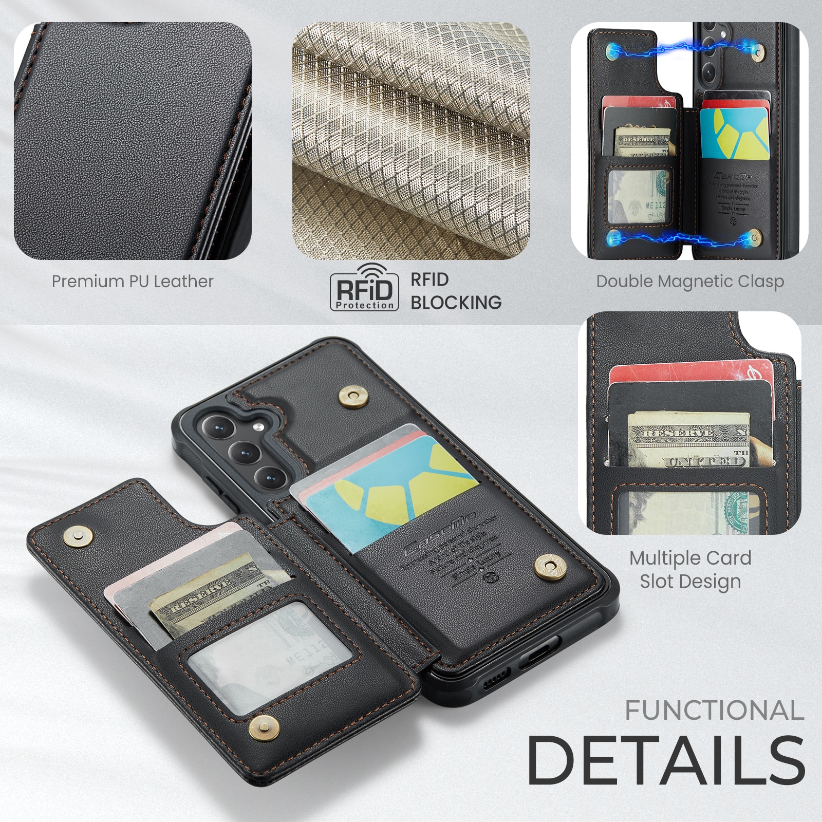 RFID blocking Tegnebog Cover Samsung Galaxy S25 FE sort