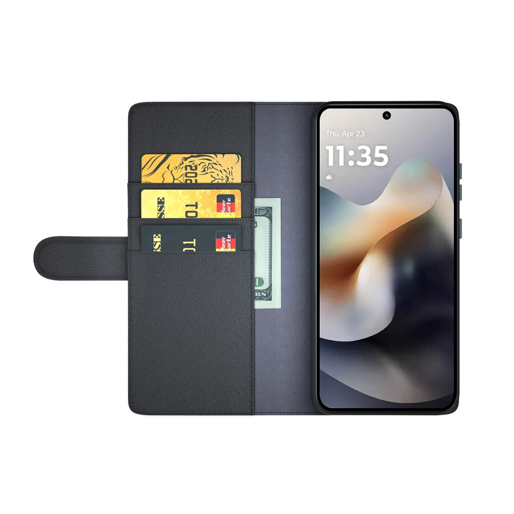 Ægte Læderetui Motorola Moto G56 Sort
