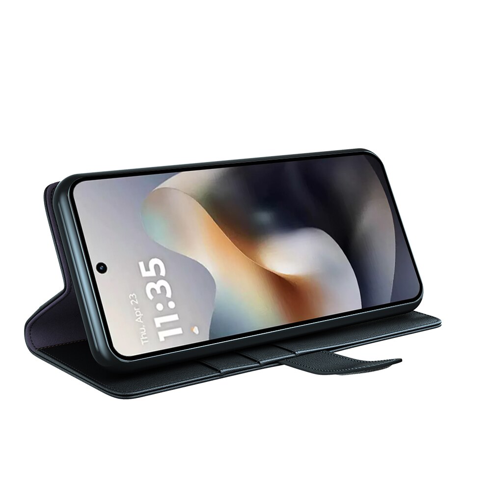 Ægte Læderetui Motorola Moto G56 Sort