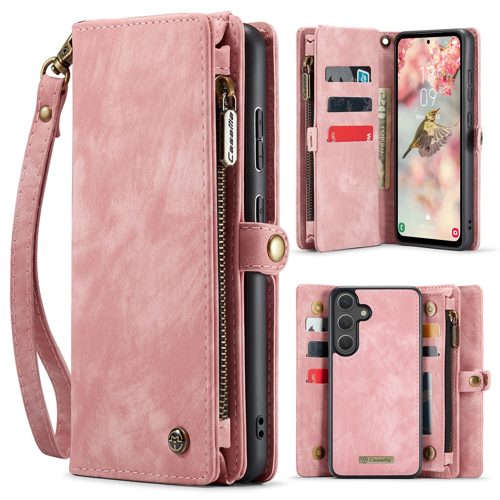 Multi-slot Mobiltaske Samsung Galaxy S25 FE Lyserød