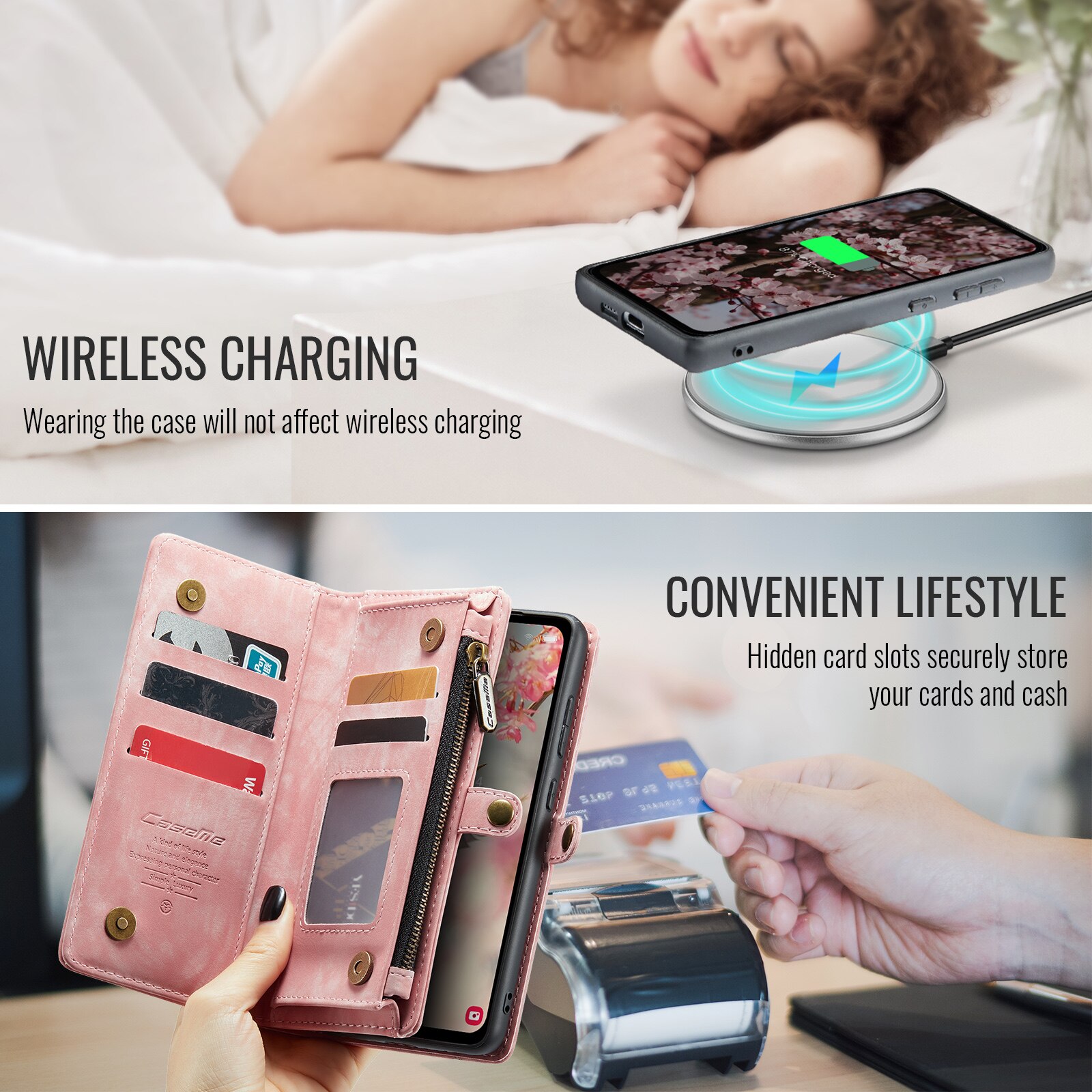 Multi-slot Mobiltaske Samsung Galaxy S25 FE Lyserød