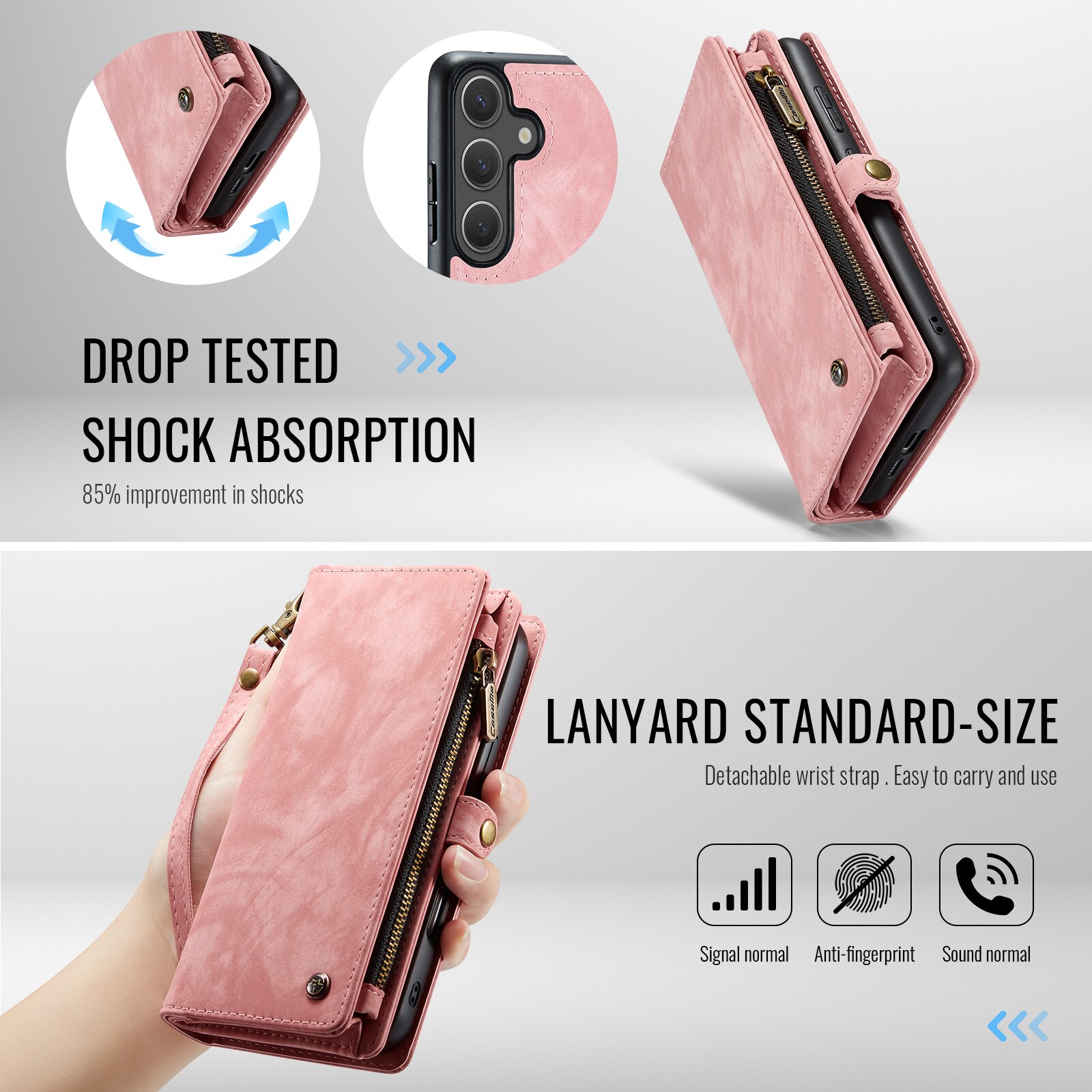Multi-slot Mobiltaske Samsung Galaxy S25 FE Lyserød