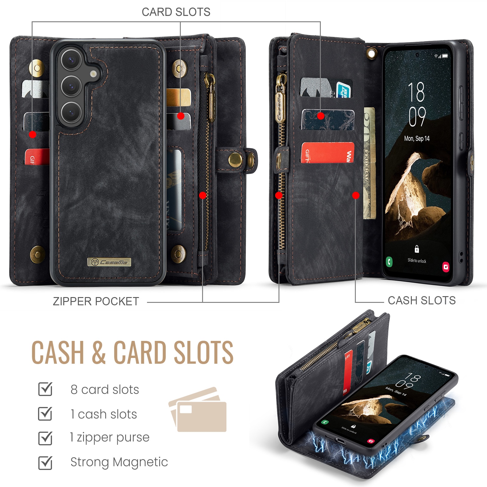 Multi-slot Mobiltaske Samsung Galaxy S25 FE Grå