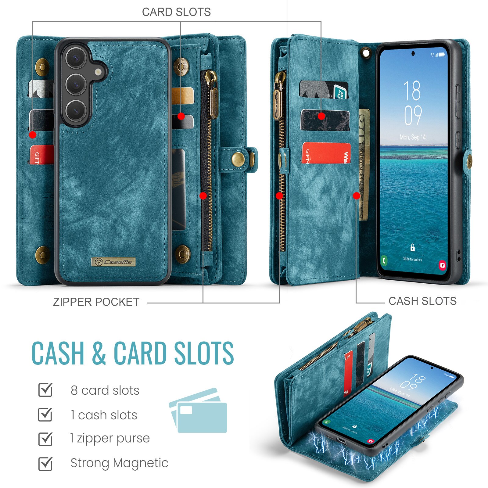 Multi-slot Mobiltaske Samsung Galaxy S25 FE Blå