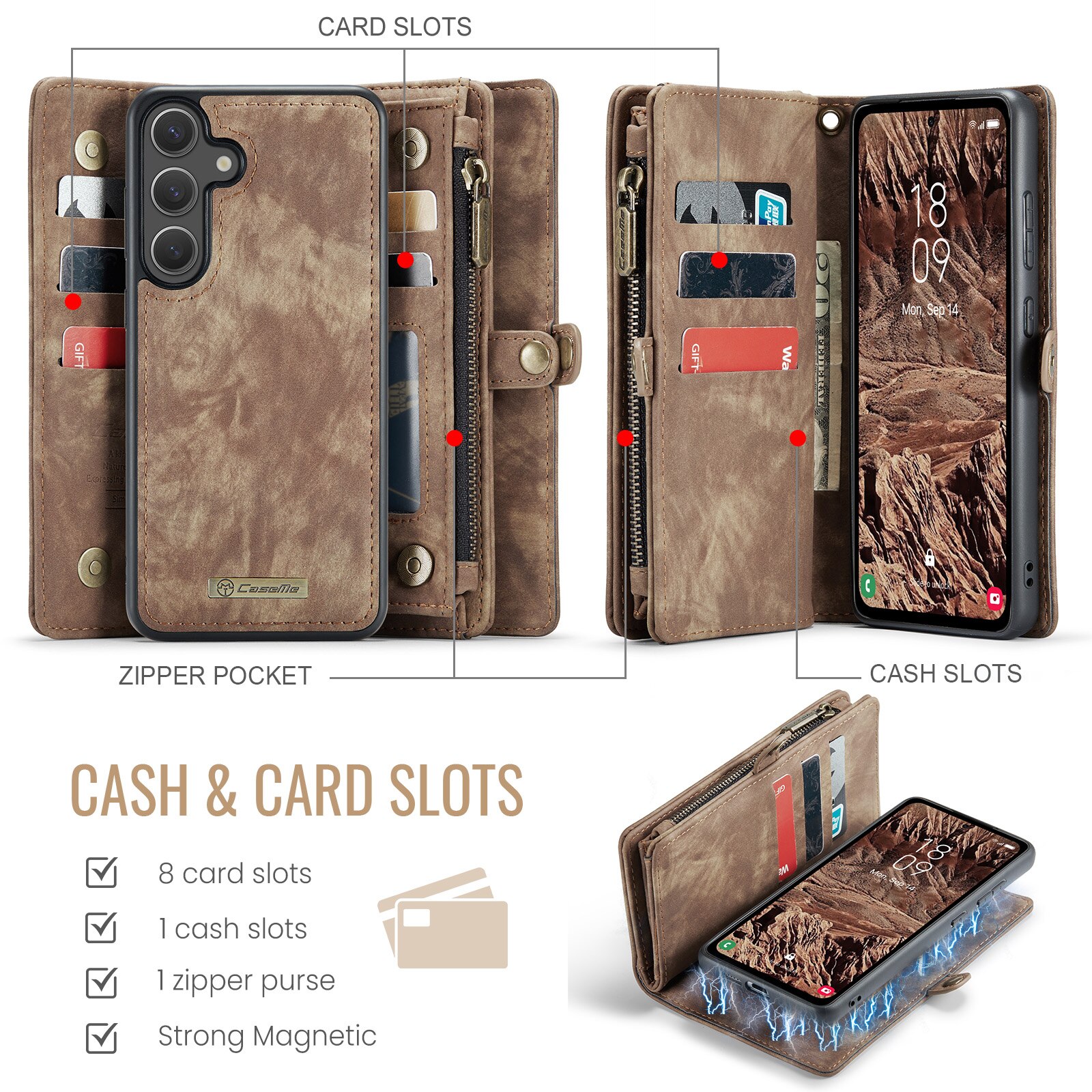 Multi-slot Mobiltaske Samsung Galaxy S25 FE Brun
