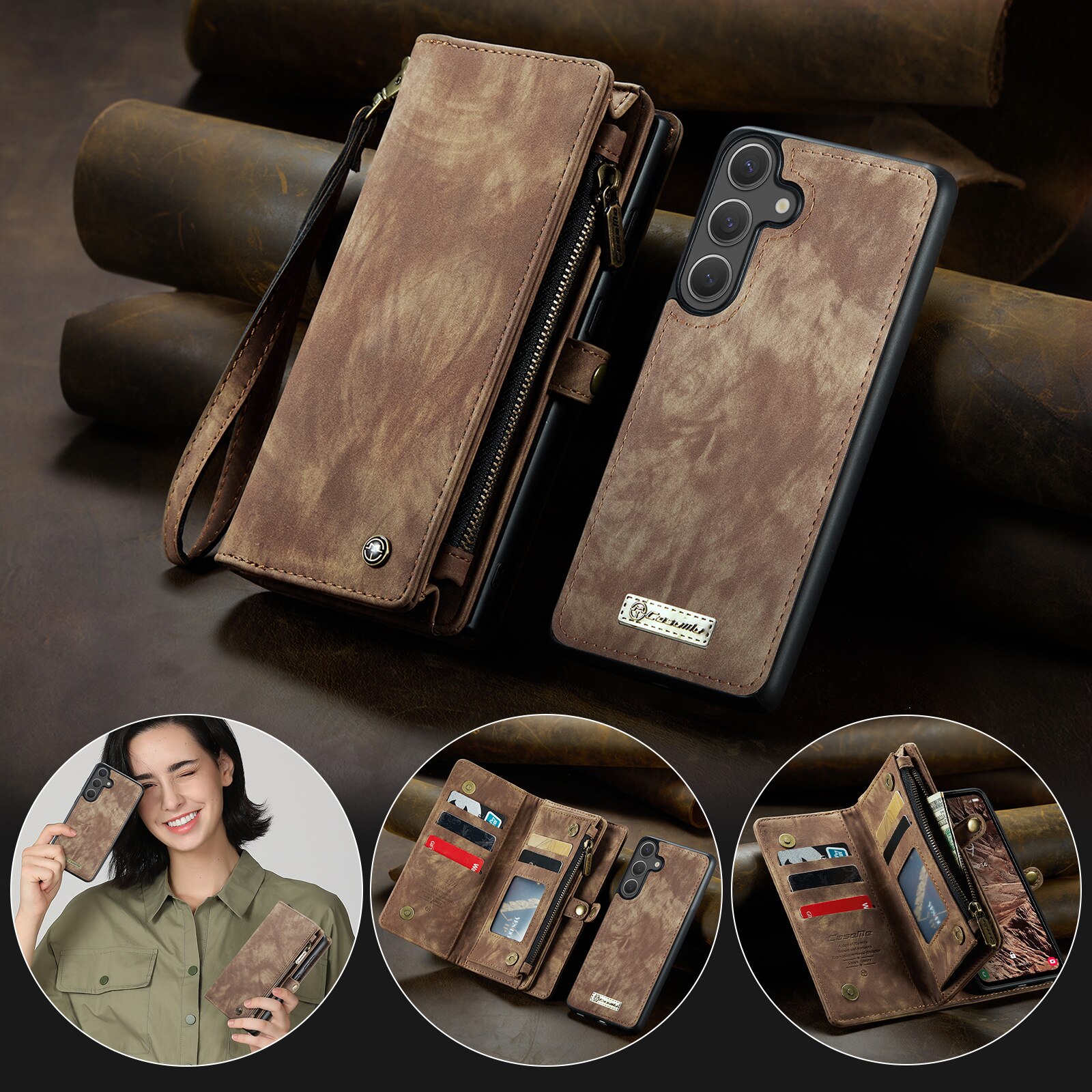 Multi-slot Mobiltaske Samsung Galaxy S25 FE Brun