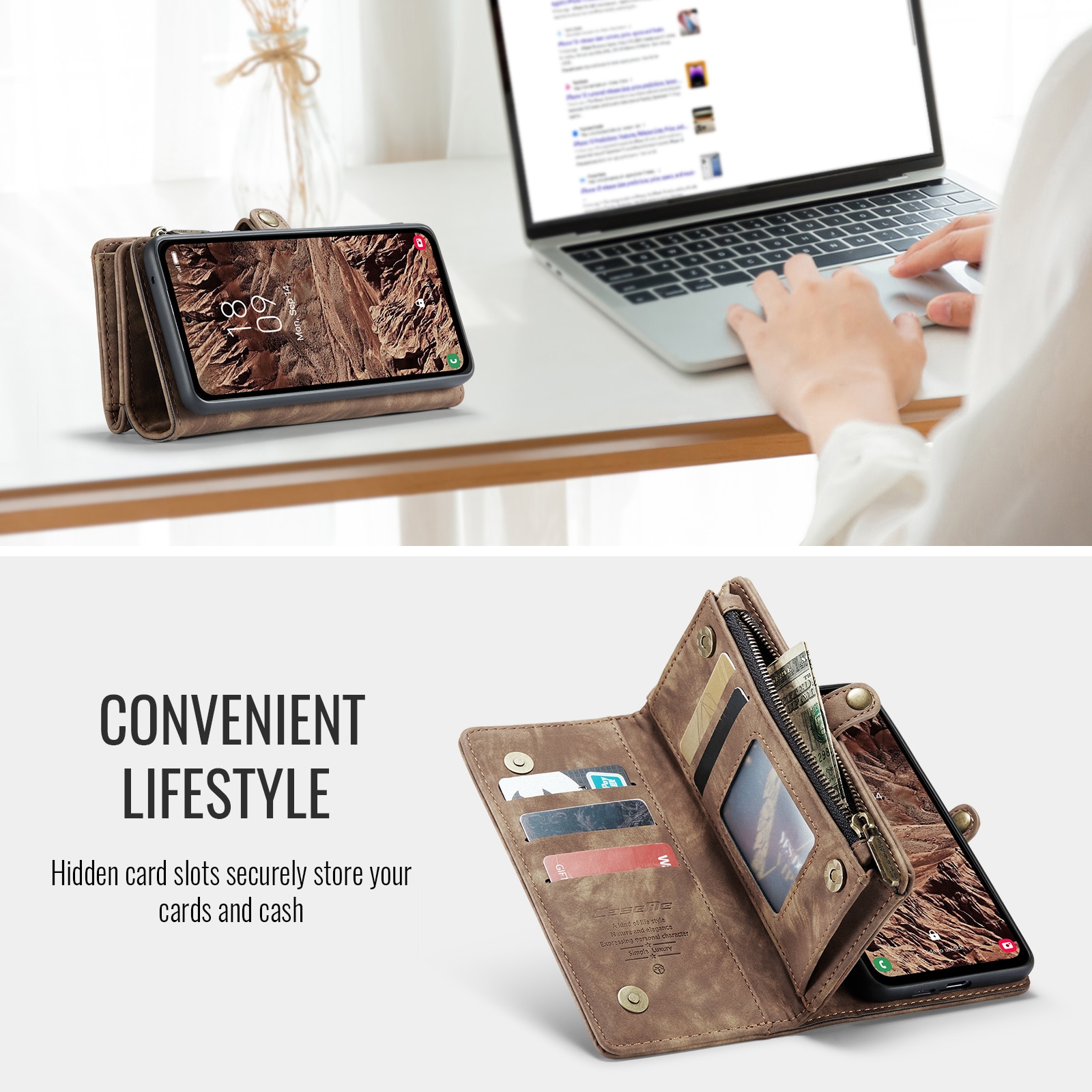 Multi-slot Mobiltaske Samsung Galaxy S25 FE Brun