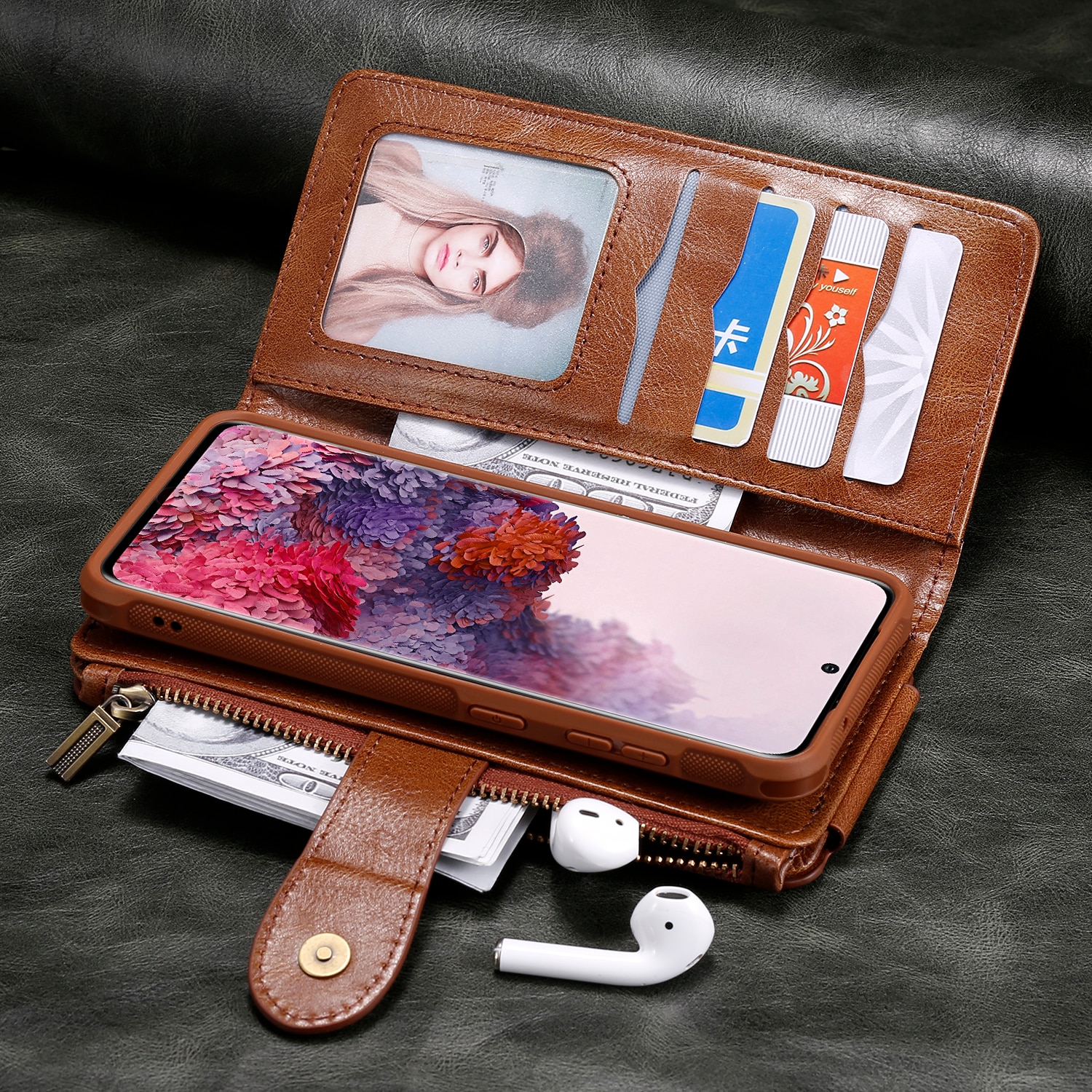 Magnet Leather Multi-Wallet iPhone 17 Pro Brun