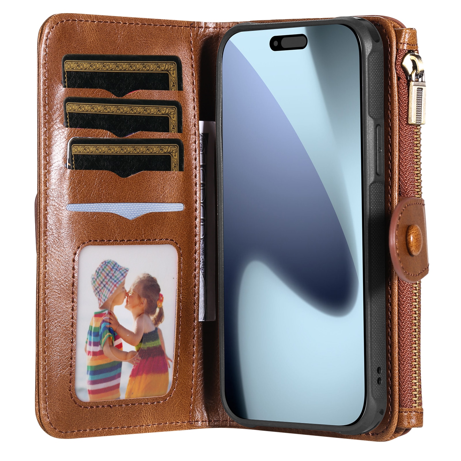 Magnet Leather Multi-Wallet iPhone 17 Pro Max Brun