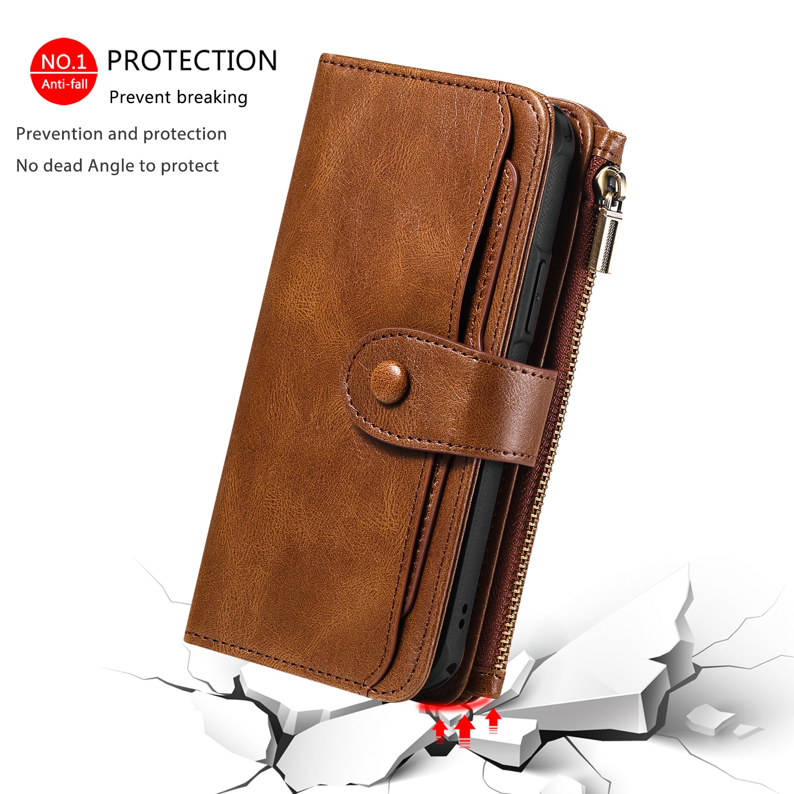 Magnet Leather Multi-Wallet iPhone 17 Pro Max Brun