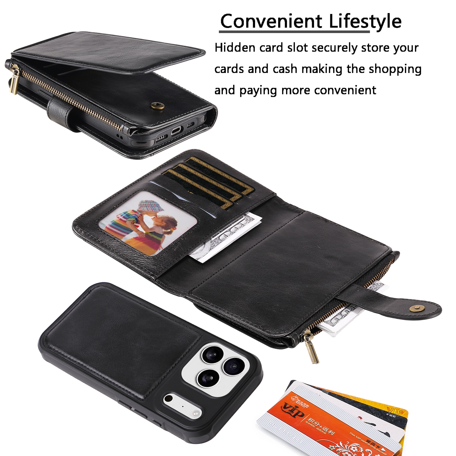 Magnet Leather Multi-Wallet iPhone 17 Pro Max sort
