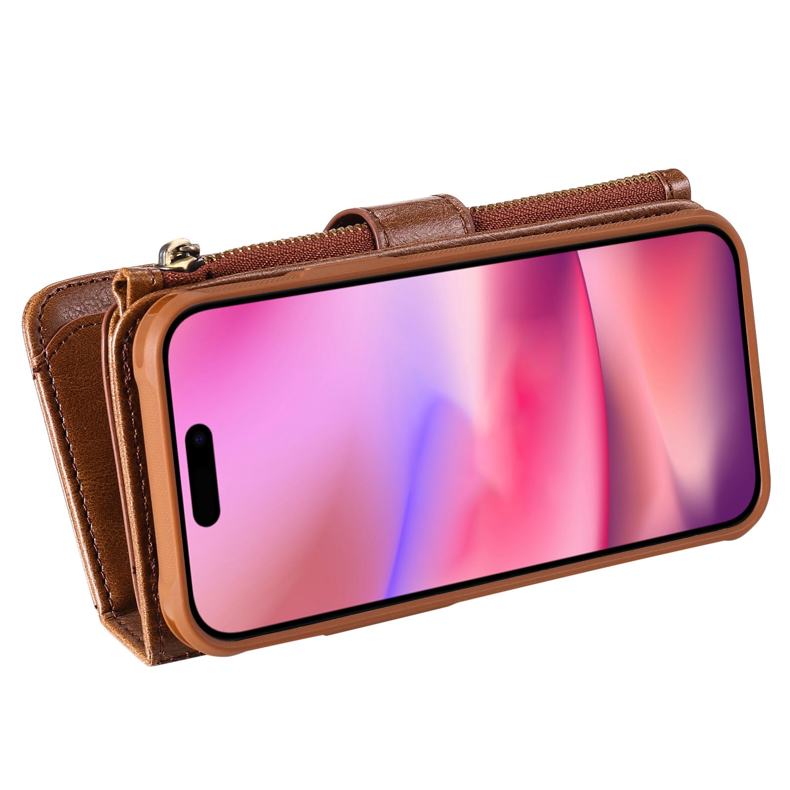 Magnet Leather Multi-Wallet iPhone 17 Brun
