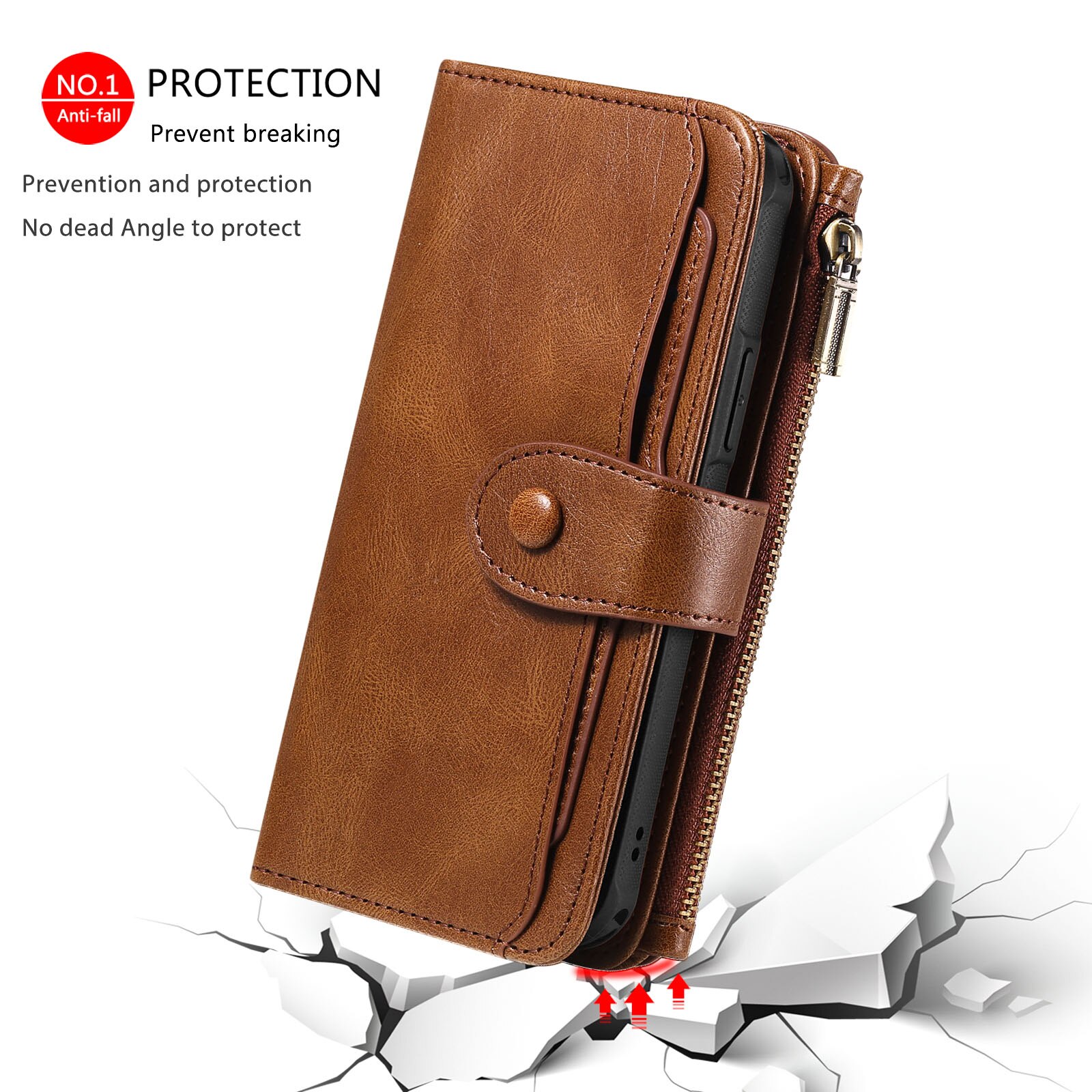 Magnet Leather Multi-Wallet iPhone 17 Brun