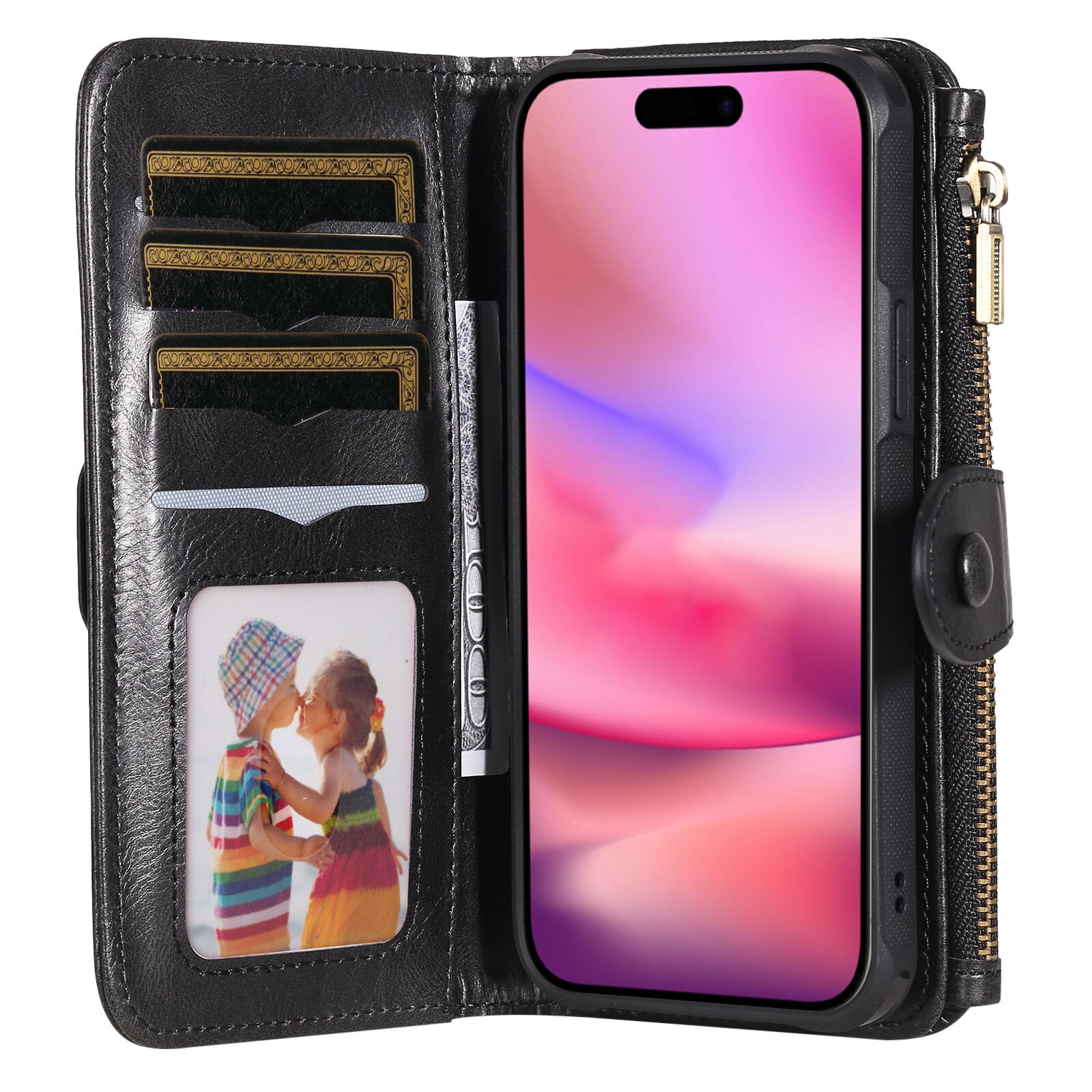 Magnet Leather Multi-Wallet iPhone 17 sort