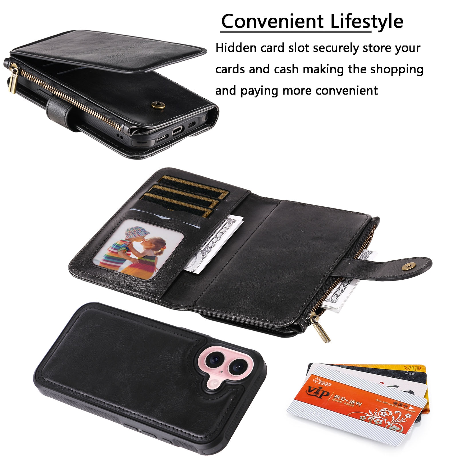 Magnet Leather Multi-Wallet iPhone 17 sort