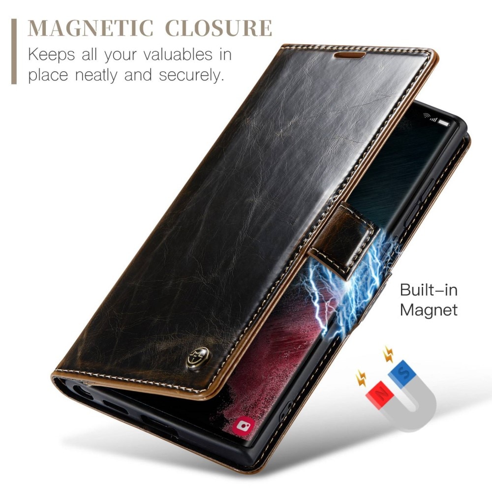 Leather Wallet Samsung Galaxy S22 Ultra brun