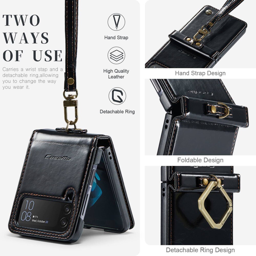 Leather Wallet Handstrap Samsung Galaxy Z Flip 4 sort