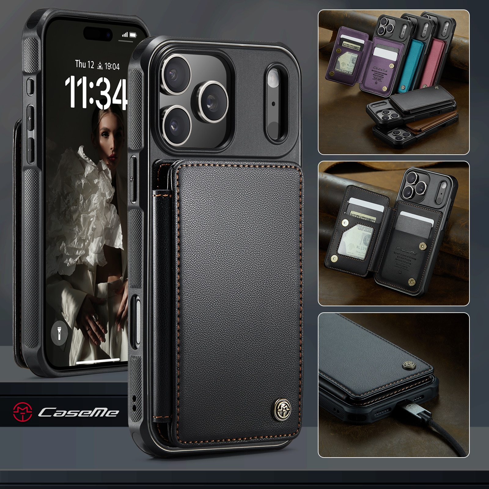 RFID blocking Tegnebog Cover iPhone 17 Pro sort