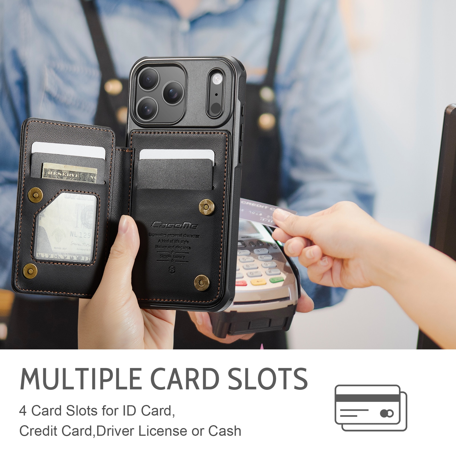 RFID blocking Tegnebog Cover iPhone 17 Pro Max sort