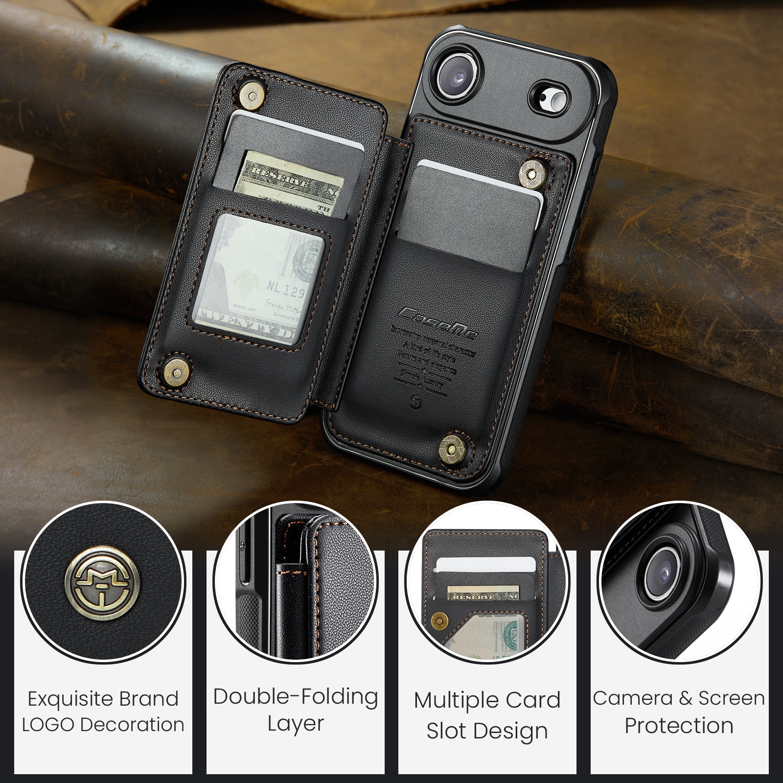 RFID blocking Tegnebog Cover iPhone Air sort