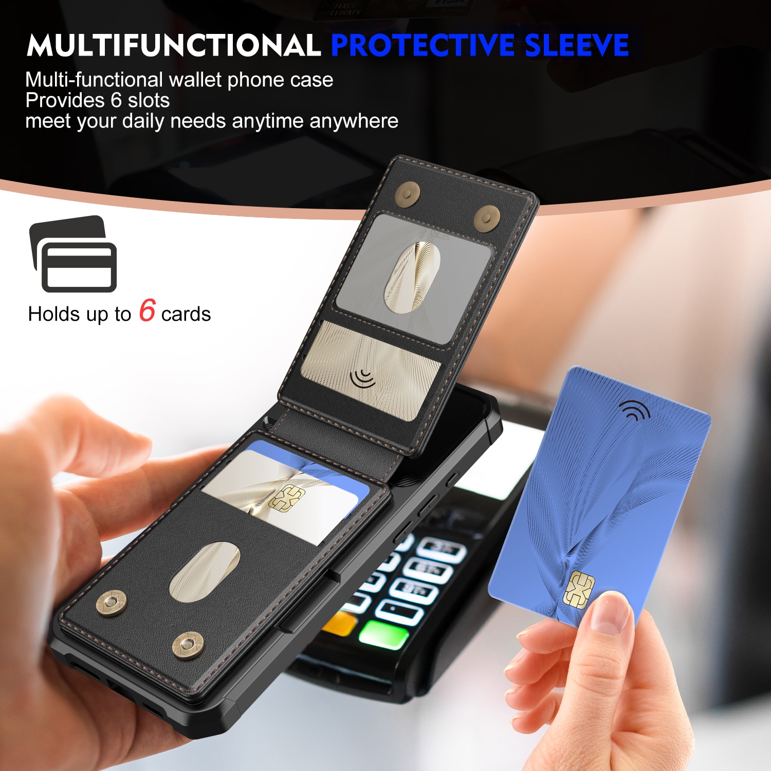 Magnetisk cover med kortholder iPhone 17 Sort