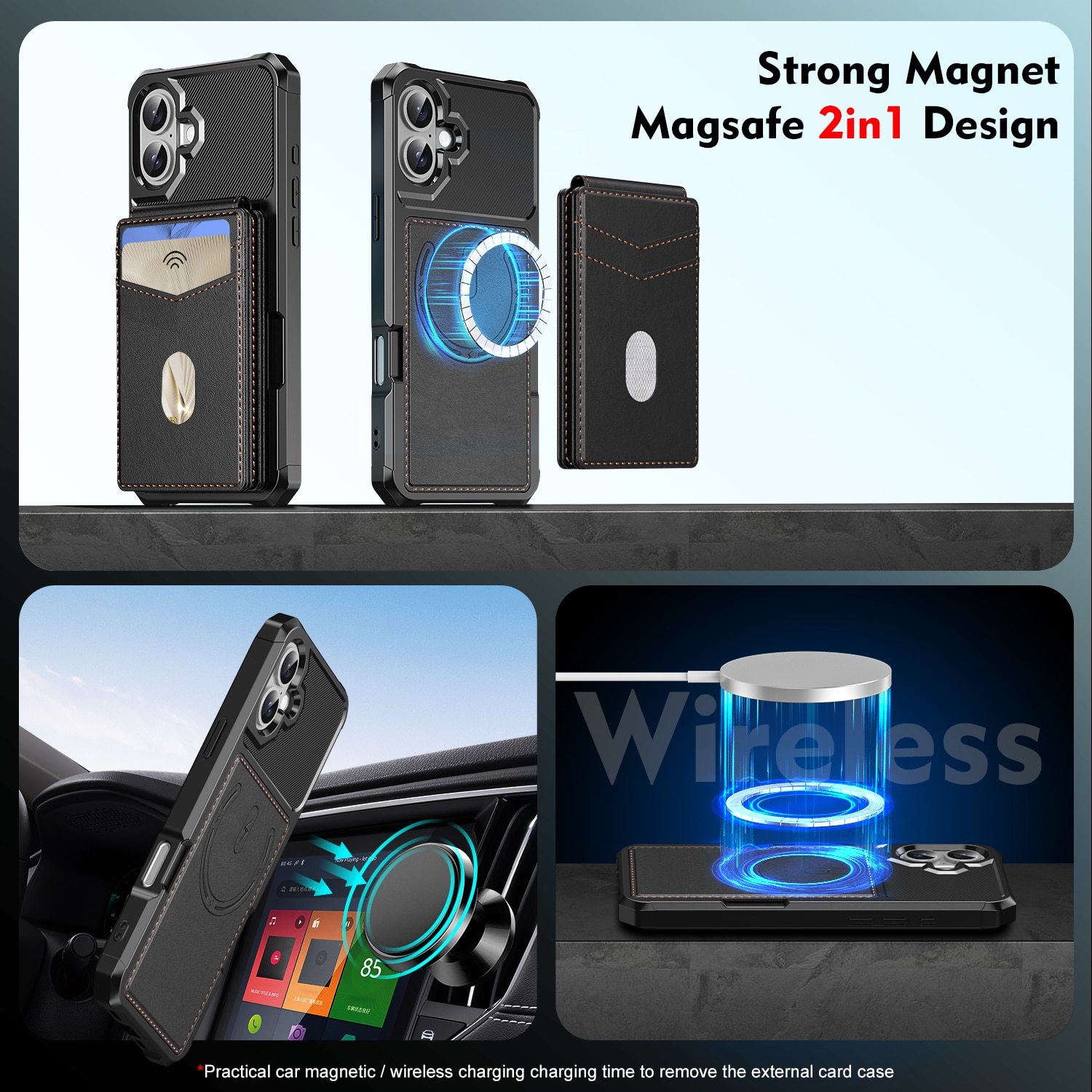 Magnetisk cover med kortholder iPhone 17 Sort