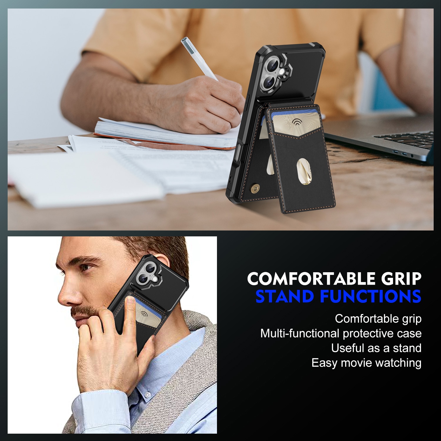 Magnetisk cover med kortholder iPhone 17 Sort