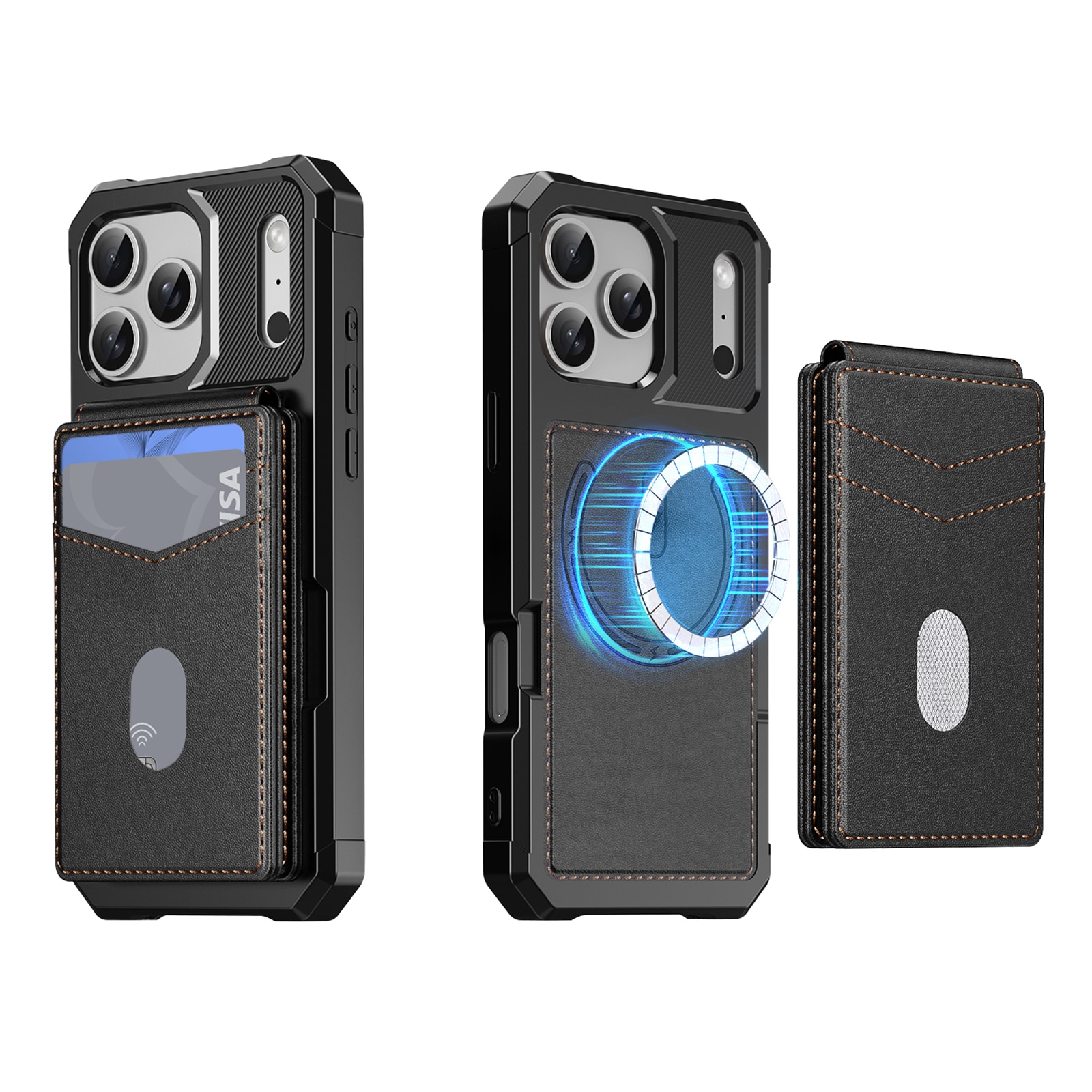 Magnetisk cover med kortholder iPhone 17 Pro Max Sort