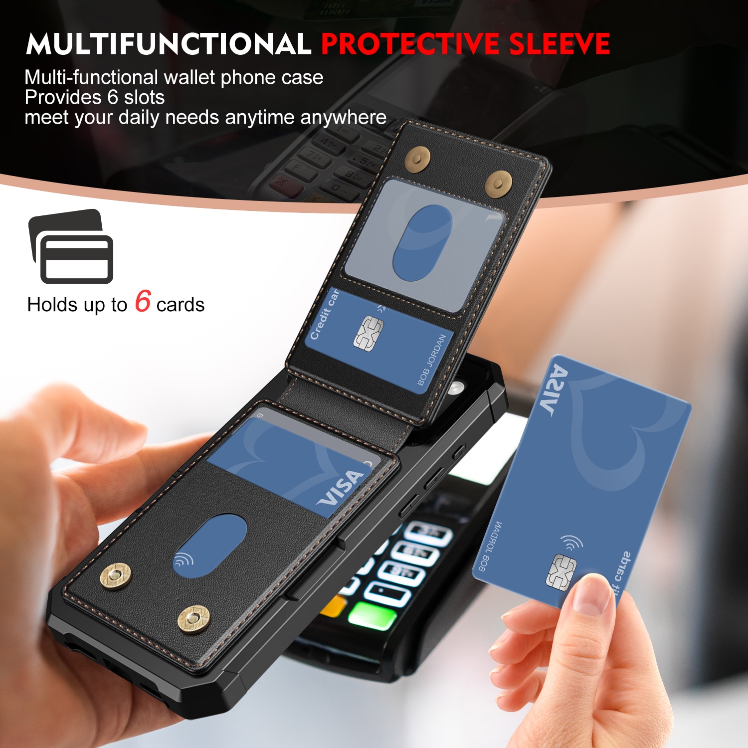 Magnetisk cover med kortholder iPhone 17 Pro Max Sort
