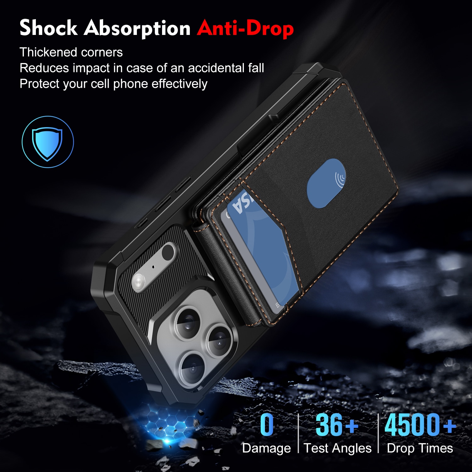 Magnetisk cover med kortholder iPhone 17 Pro Max Sort