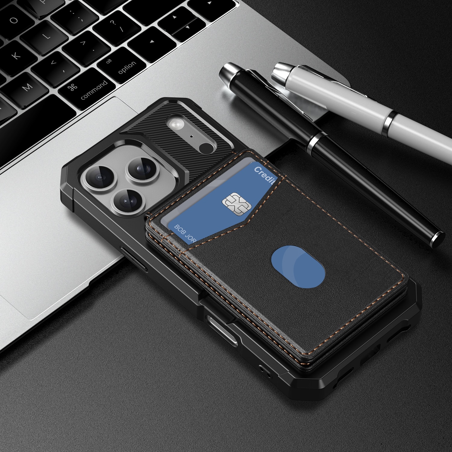 Magnetisk cover med kortholder iPhone 17 Pro Max Sort