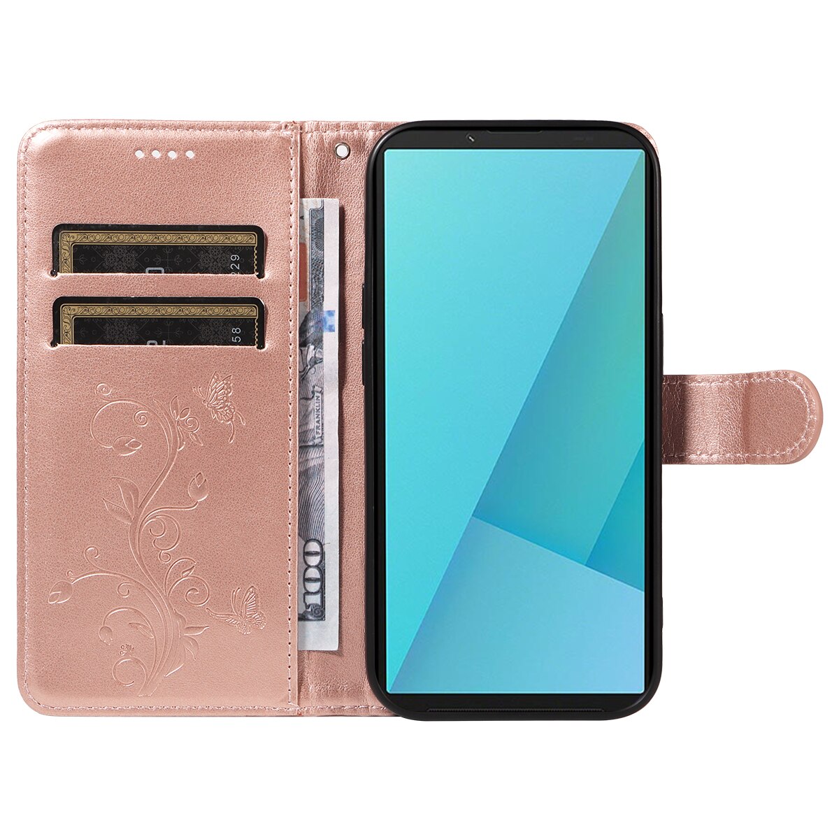 Læderetui Sommerfugle Sony Xperia 10 VII Rose guld