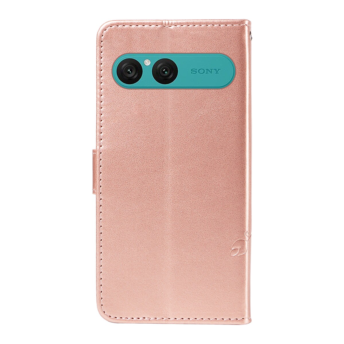 Læderetui Sommerfugle Sony Xperia 10 VII Rose guld