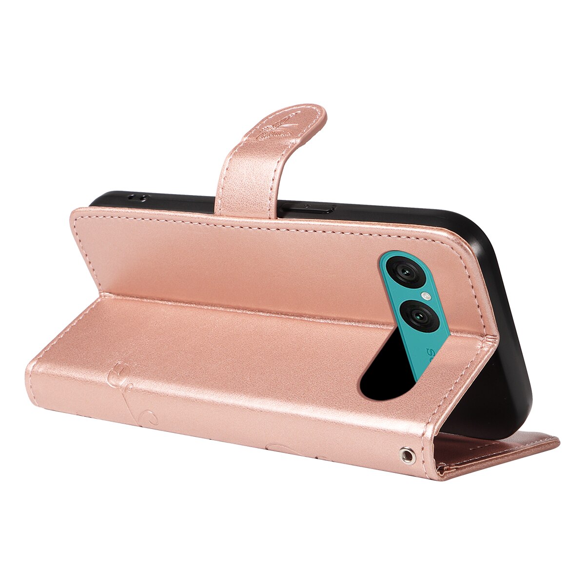 Læderetui Sommerfugle Sony Xperia 10 VII Rose guld