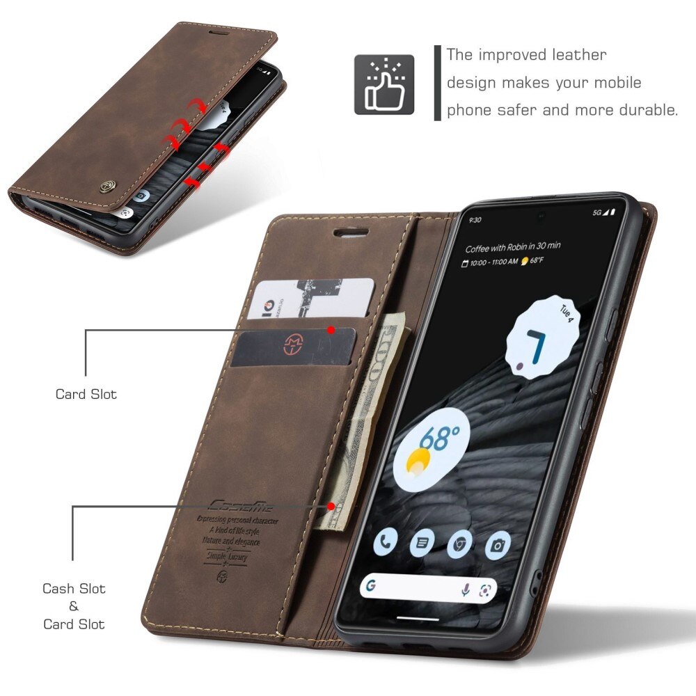 Slim Pung Etui Google Pixel 7 Brun