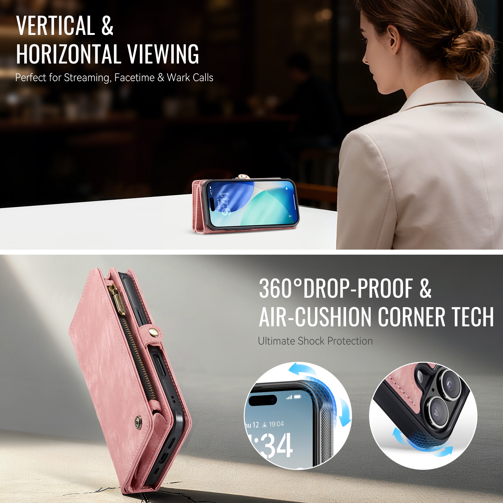 Multi-slot Mobiltaske iPhone 17 Lyserød