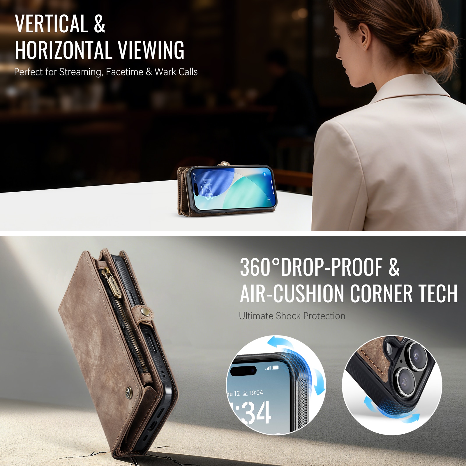 Multi-slot Mobiltaske iPhone 17 Brun