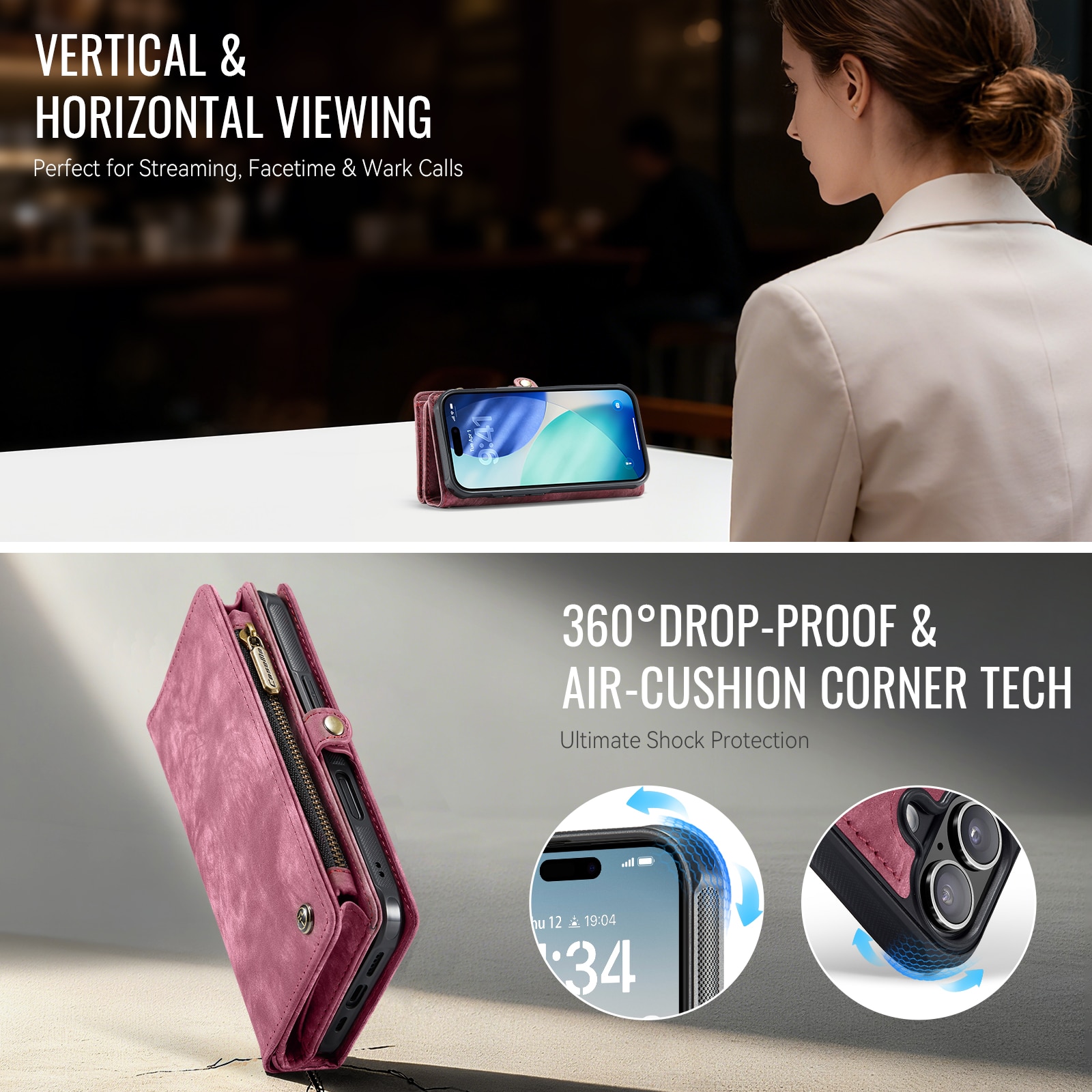 Multi-slot Mobiltaske iPhone 17 Rød