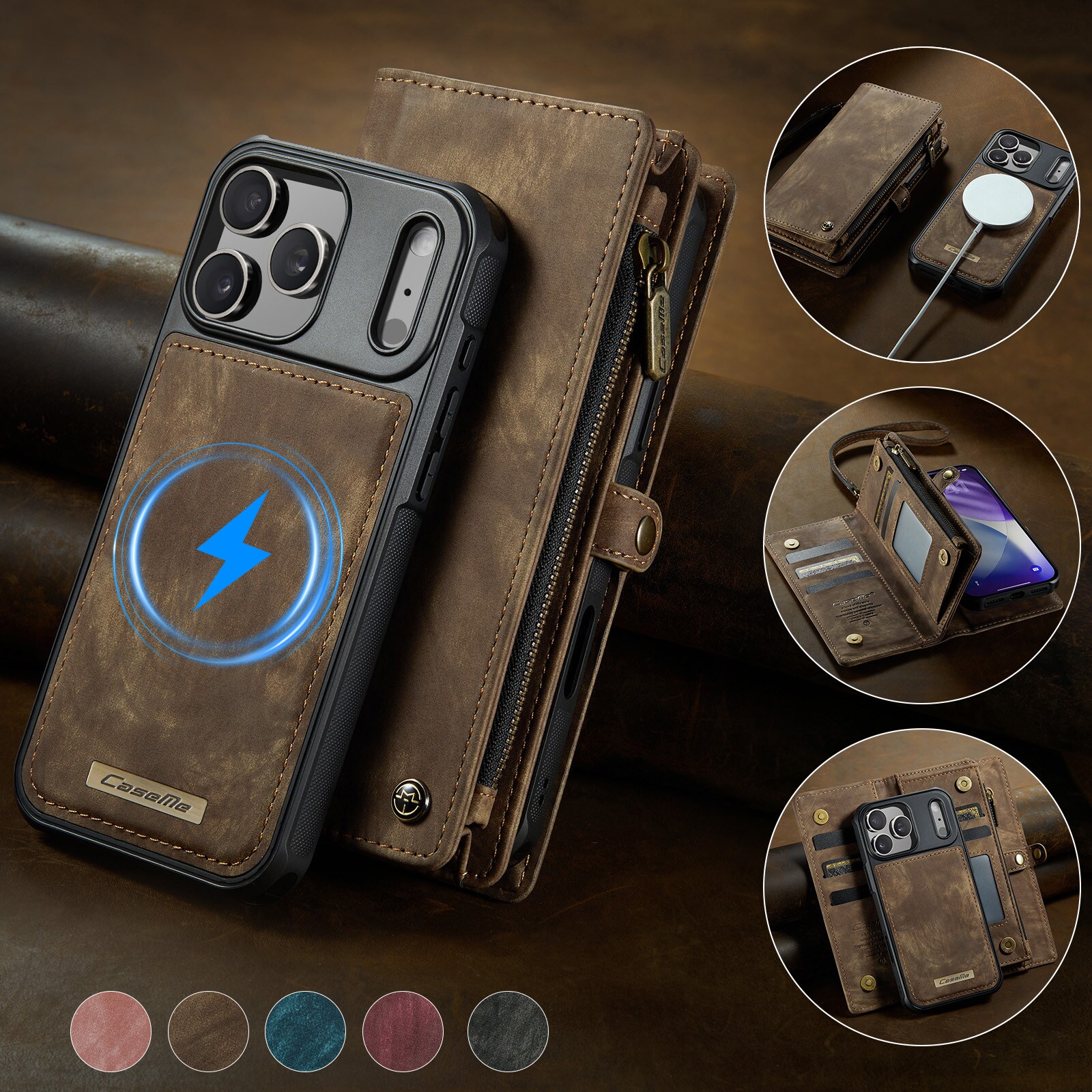 Multi-slot Mobiltaske iPhone 17 Pro Max Brun