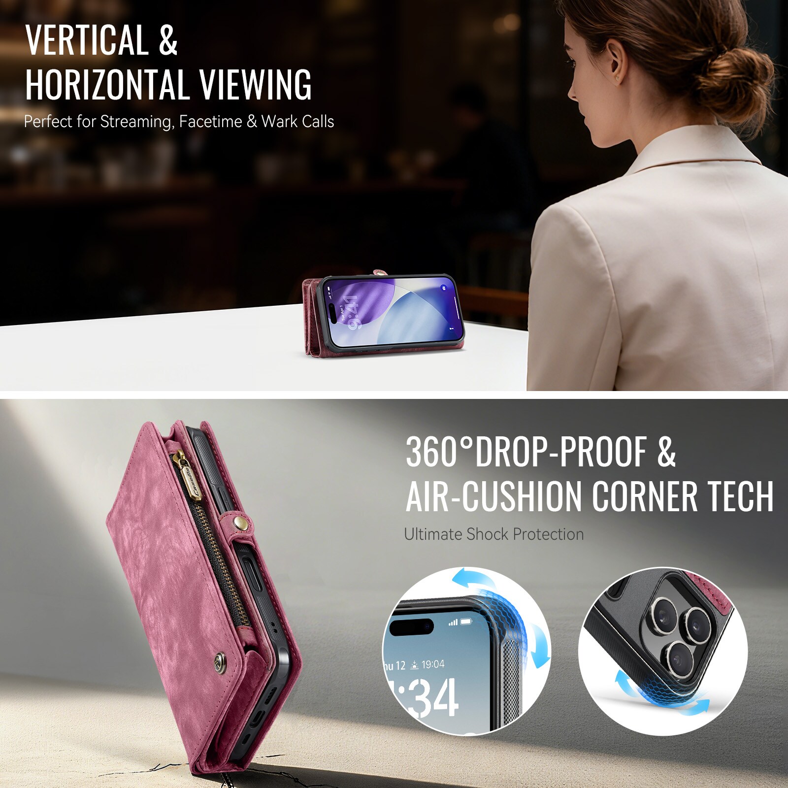 Multi-slot Mobiltaske iPhone 17 Pro Max Rød