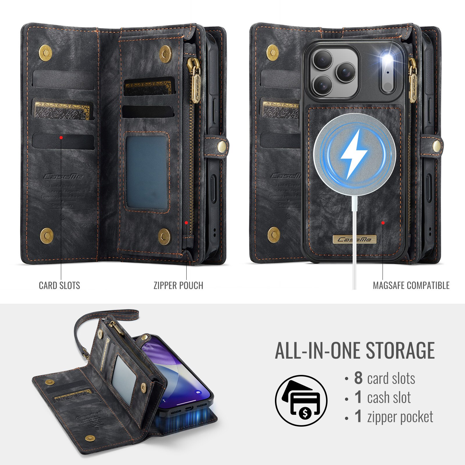Multi-slot Mobiltaske iPhone 17 Pro Grå