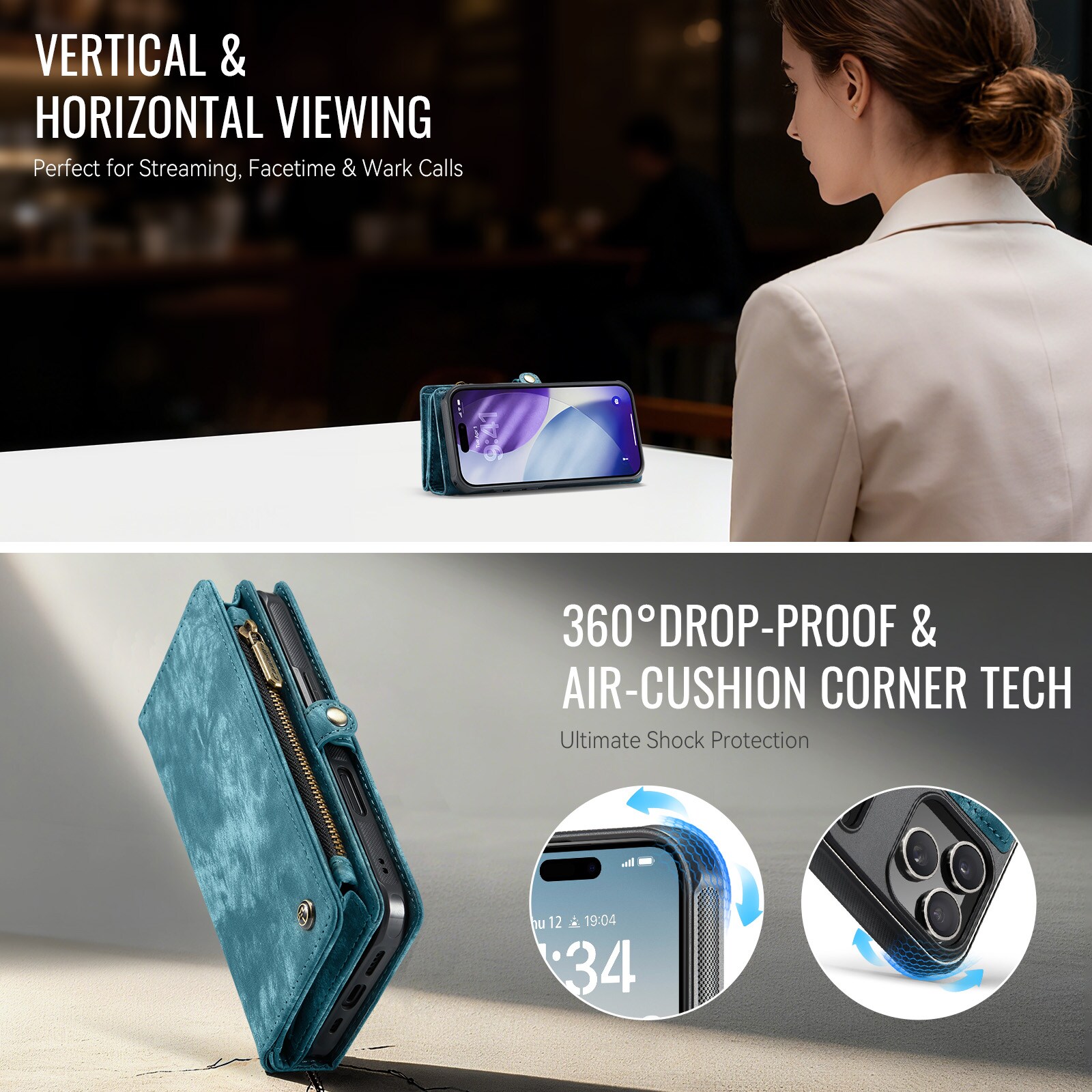 Multi-slot Mobiltaske iPhone 17 Pro Blå