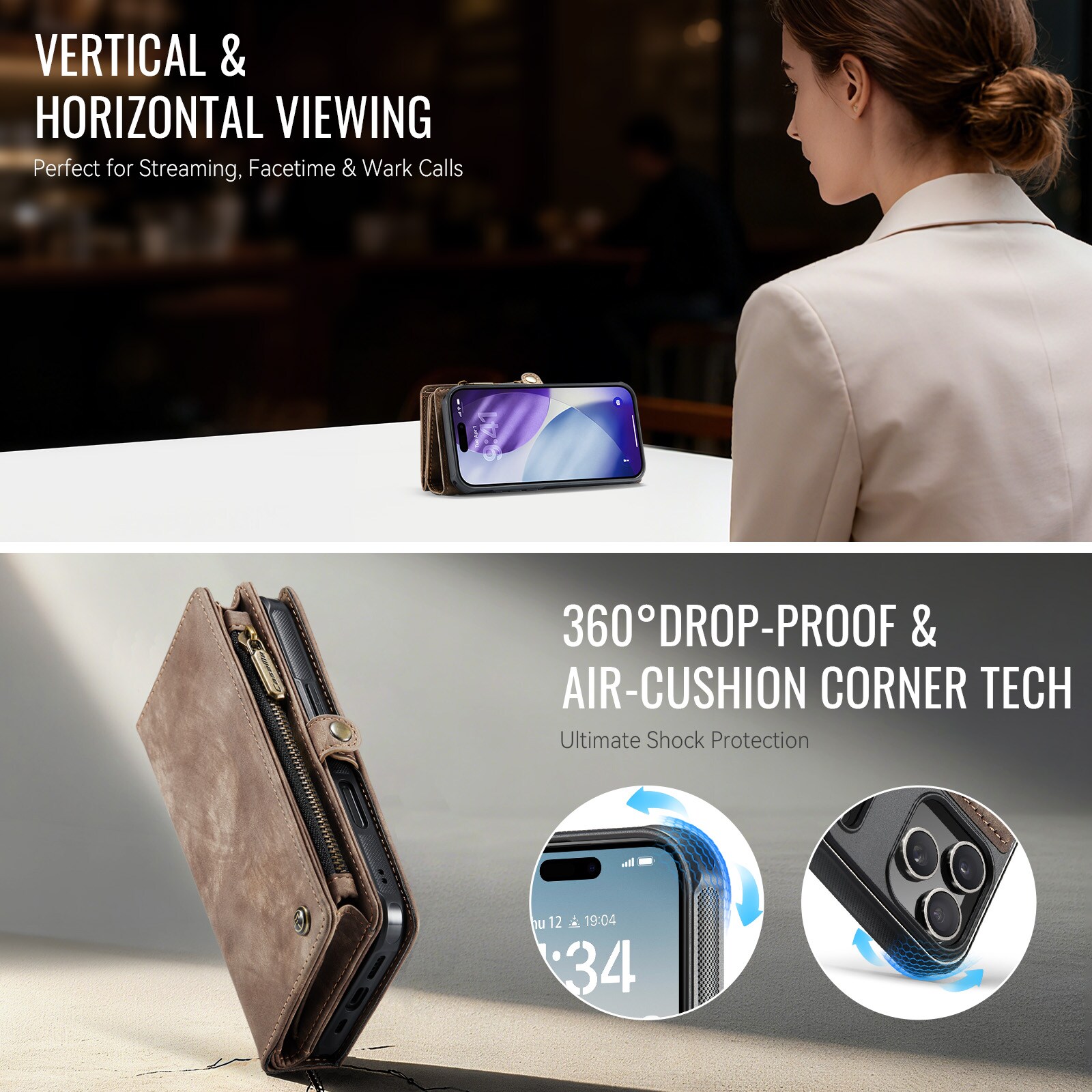 Multi-slot Mobiltaske iPhone 17 Pro Brun