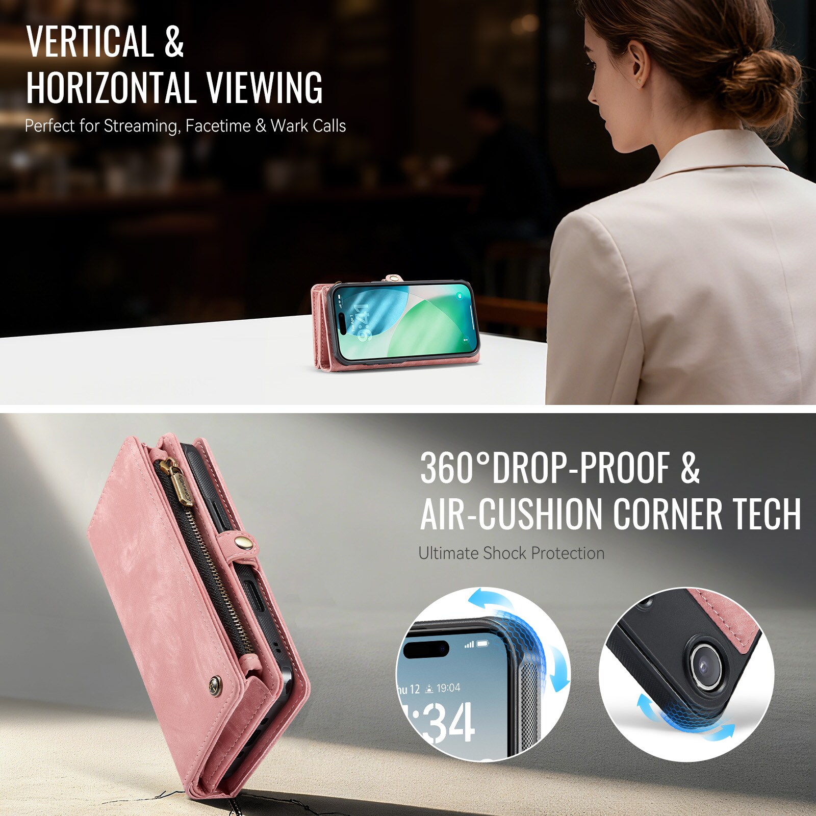 Multi-slot Mobiltaske iPhone Air Lyserød