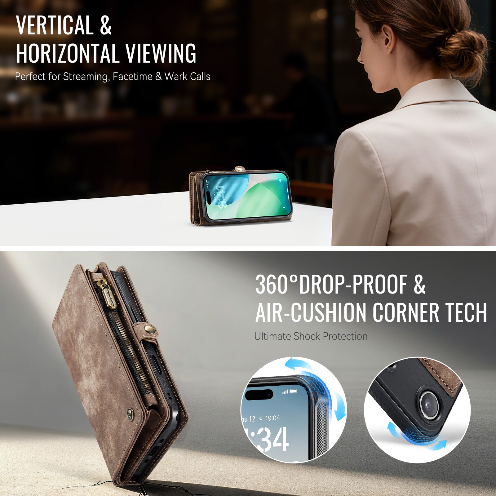 Multi-slot Mobiltaske iPhone Air Brun