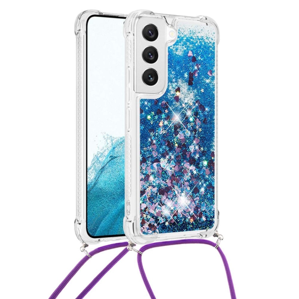 Glitter Powder TPU Cover halskæde strop Samsung Galaxy S23 blå